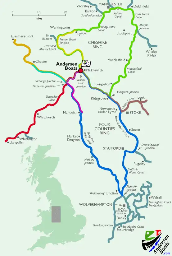 Andersen Boats canal holiday routes map